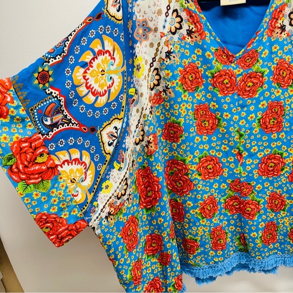 FARM RIO ANTHROPOLOGIE FLORAL TUNIC TOP ONE SIZE - Picture 3 of 8